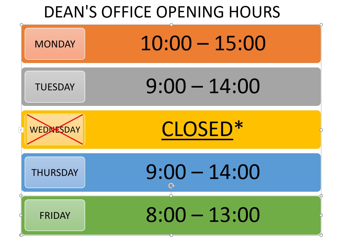 New Dean’s Office opening hours